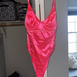 Amazon Hot Pink Satin Bodysuit